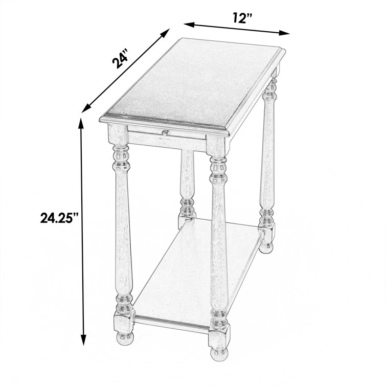 Devane Black Licorice Chairside Table with Pullout Shelf