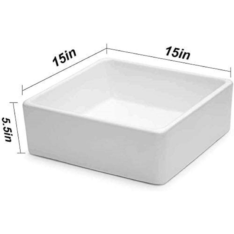 15'' x 15'' White Gloss Ceramic Square Vessel Sink