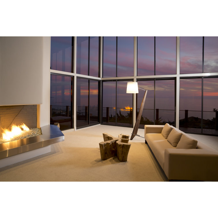 Silva Dark Stained Walnut Floor Lamp with Linen Shade