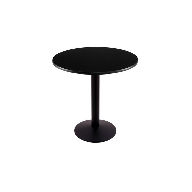 30" Round Black Pedestal Dining Table with Mahogany Laminate Top