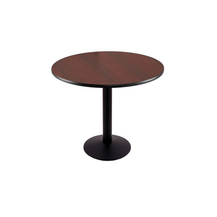 Dual-Tone Round Black Laminate Wood Pedestal Dining Table