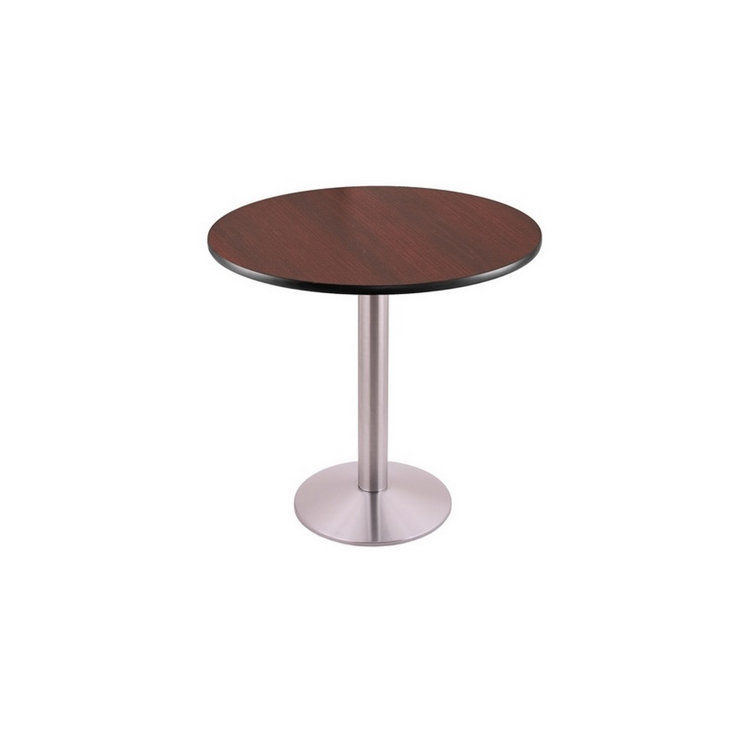 Contemporary Round Dark Cherry Pedestal Dining Table for Four