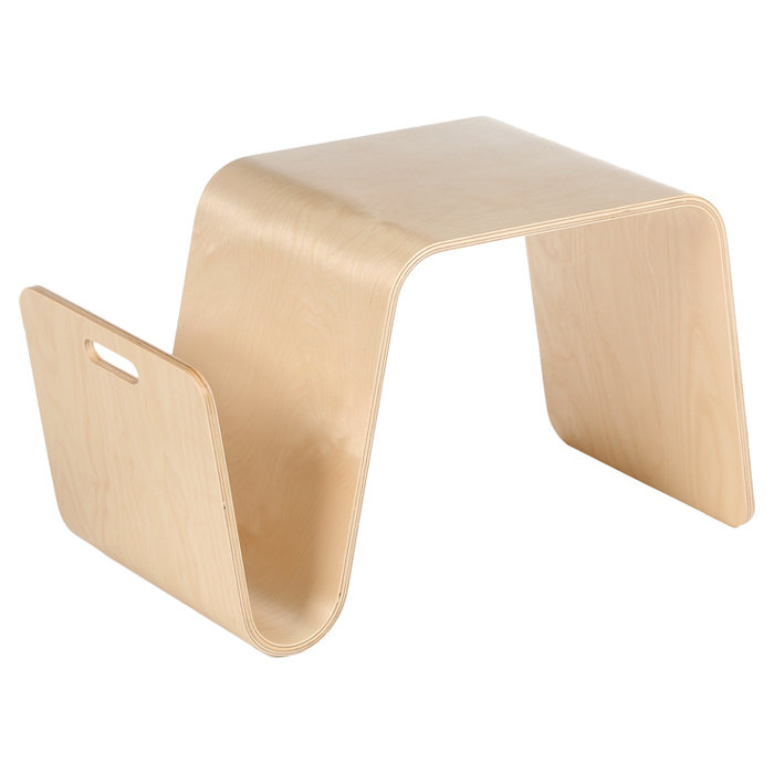 Birch Wood Modern Rectangular Side Table with Storage