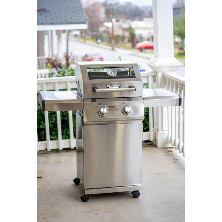 Monument 2-Burner Stainless Steel Propane Gas Grill with Clearview Lid
