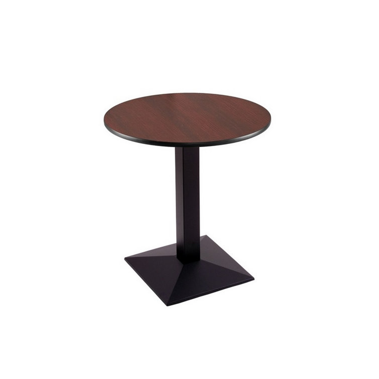Black Round Wood Dining Table with Metal Base, 24"