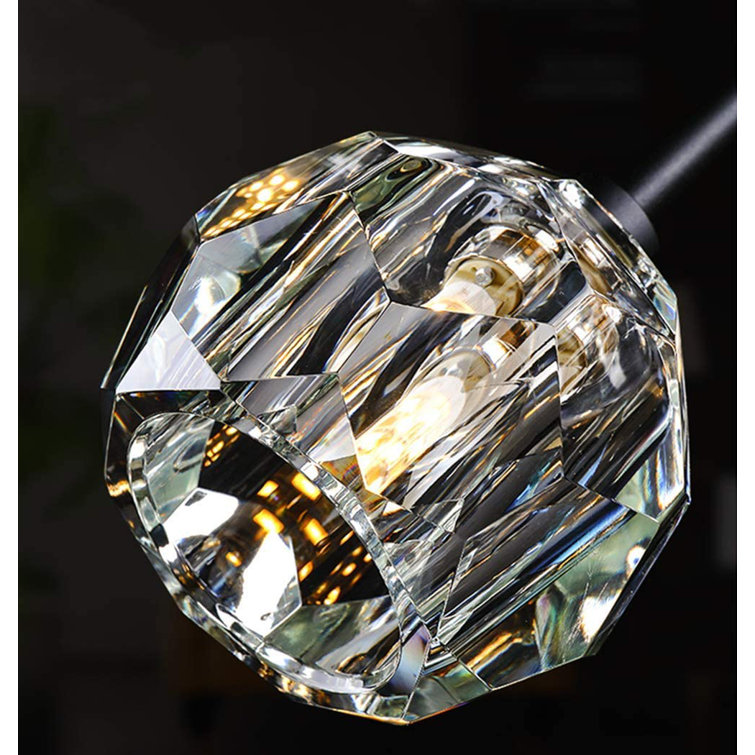 Black 43'' Modern Sputnik Chandelier with Crystal Shades