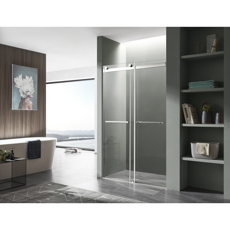 Kahn 48" x 76" Frameless Sliding Shower Door in Polished Chrome