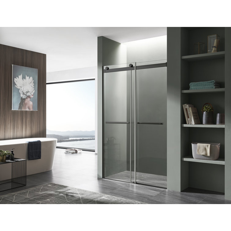 Kahn Matte Black Frameless Double Sliding Shower Door