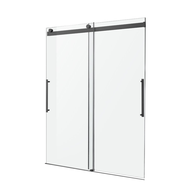 Stellar 48" x 76" Matte Black Frameless Sliding Shower Door
