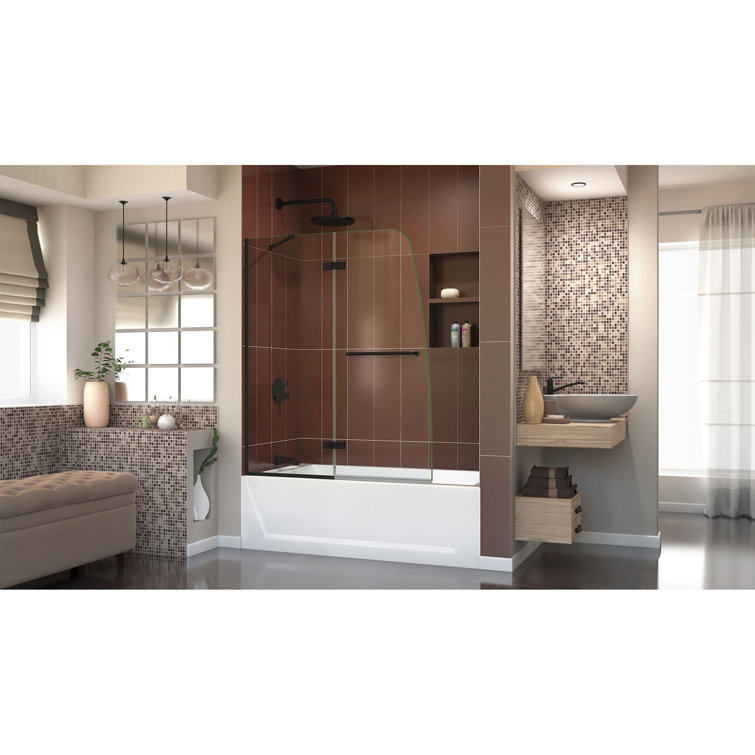 DreamLine Aqua Ultra 48" x 58" Frameless Hinged Tub Door in Satin Black