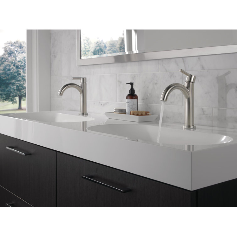 Nicoli Brushed Stainless Steel Single Handle Mid-Arc Bathroom Faucet