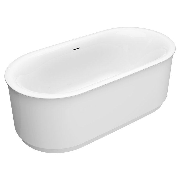 68'' White Freestanding Acrylic Soaking Bathtub