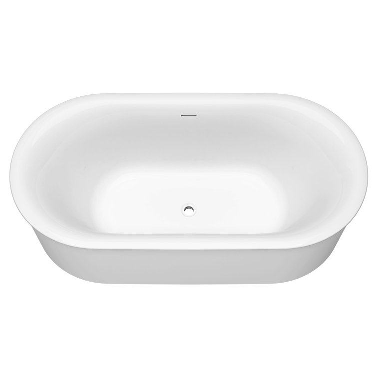 68'' White Freestanding Acrylic Soaking Bathtub