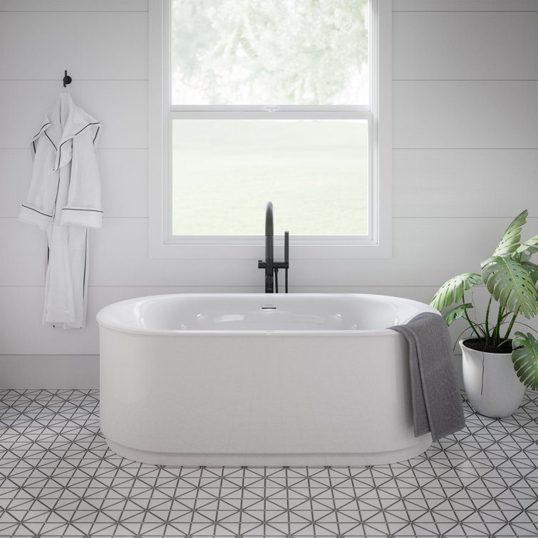 68'' White Freestanding Acrylic Soaking Bathtub