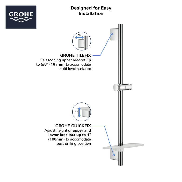 Chrome 24-Inch Slide Bar with Adjustable Handheld Shower Holder