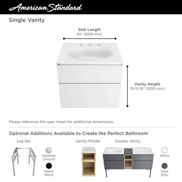Studio S 24" White Wall-Mounted Single Vanity Cabinet