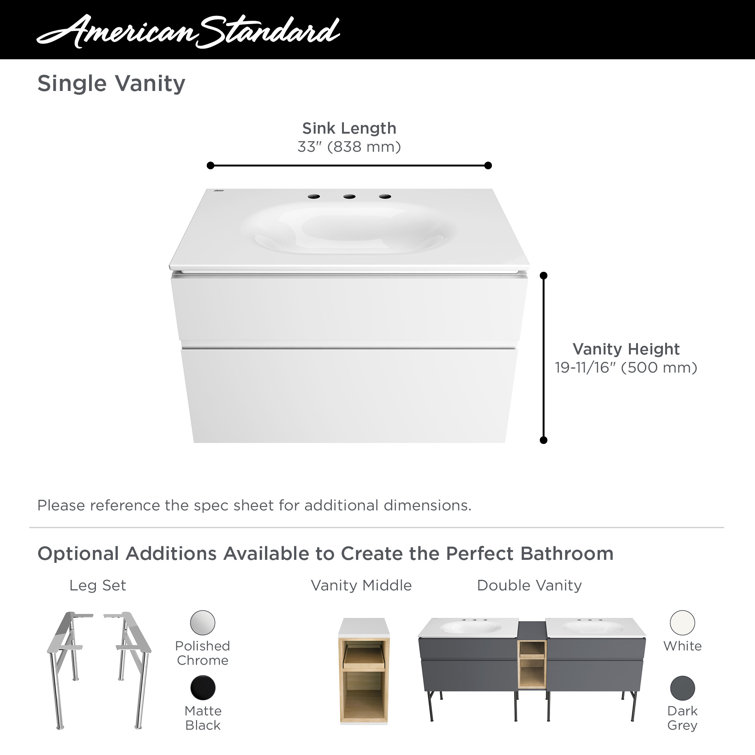 Studio S 33" White Wall-Mounted Single Bathroom Vanity