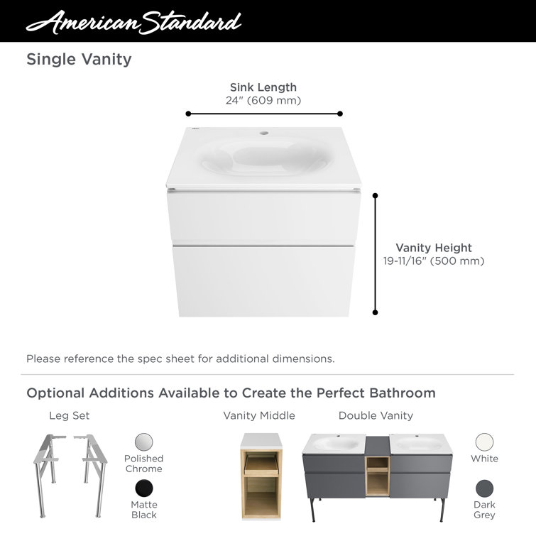 Studio S 24'' White Ceramic Rectangular Bathroom Sink