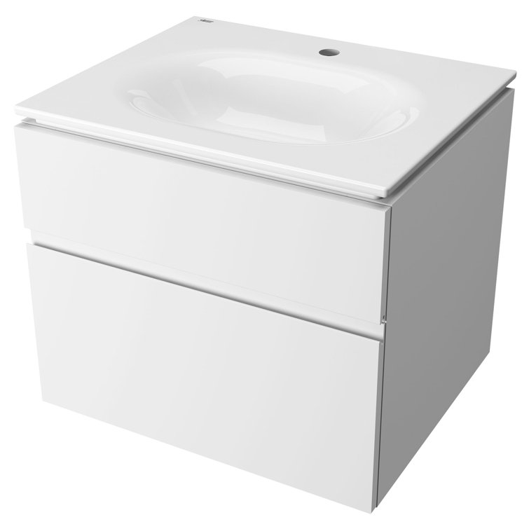 Studio S 24'' White Ceramic Rectangular Bathroom Sink