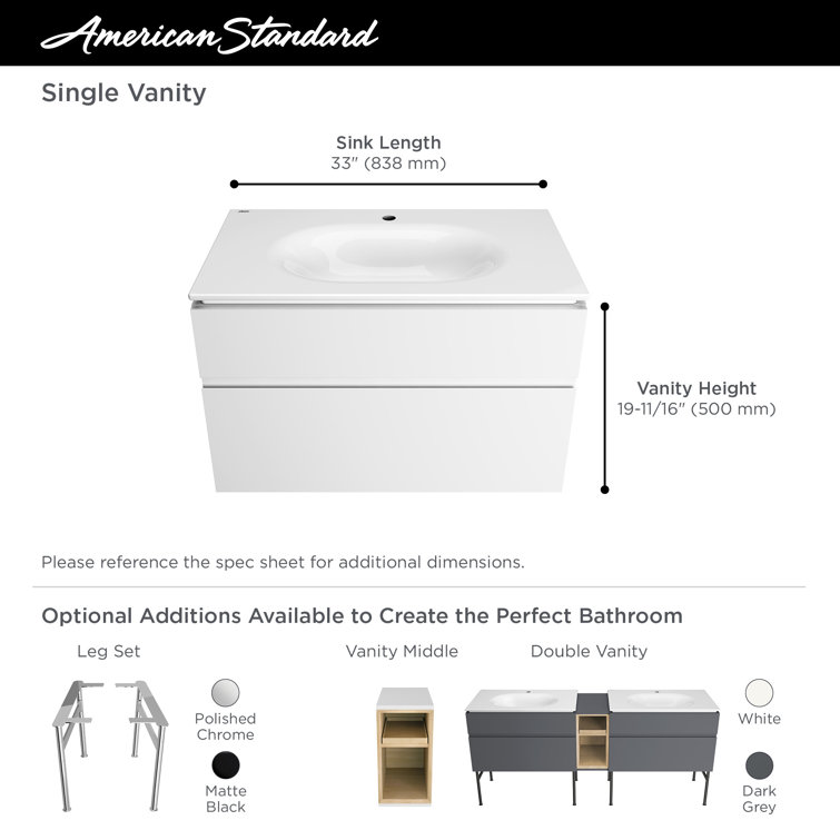 Studio S 33" White Wall-Mounted Single Bathroom Vanity