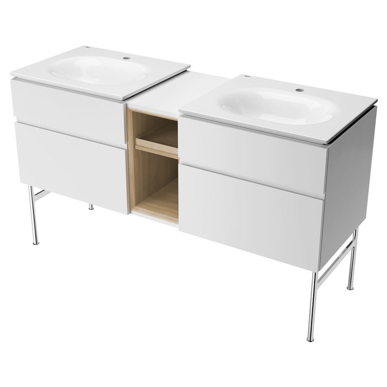 Studio S 24'' White Ceramic Rectangular Bathroom Sink