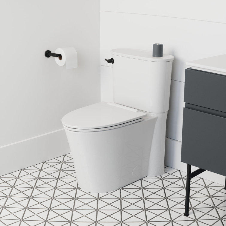 White Elongated Two-Piece High Efficiency Toilet with Seat
