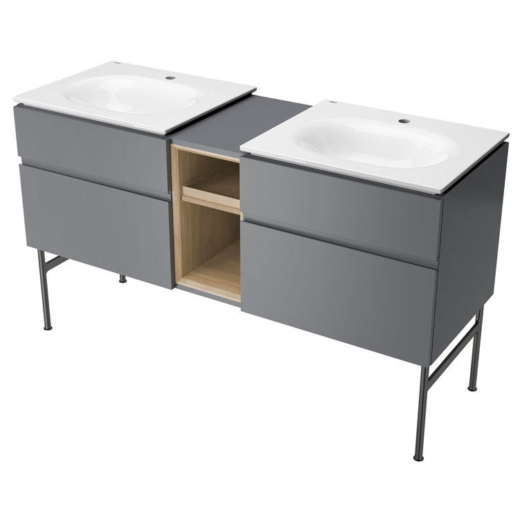 Studio S 24'' White Ceramic Rectangular Bathroom Sink
