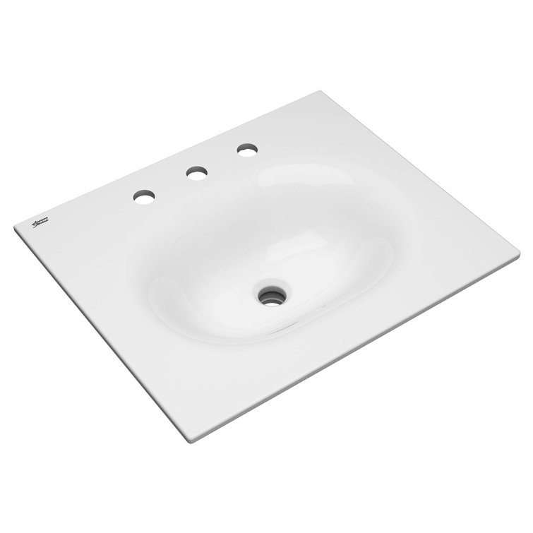 Studio S 24-Inch White Ceramic Rectangular Bathroom Sink with Overflow