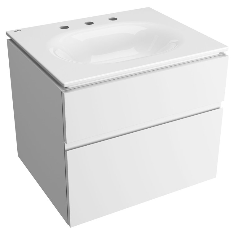 Studio S 24-Inch White Ceramic Rectangular Bathroom Sink with Overflow