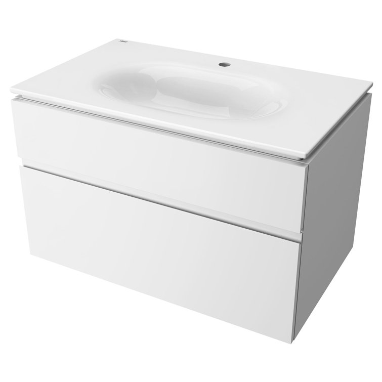 Studio S 33" White Wall-Mounted Single Bathroom Vanity