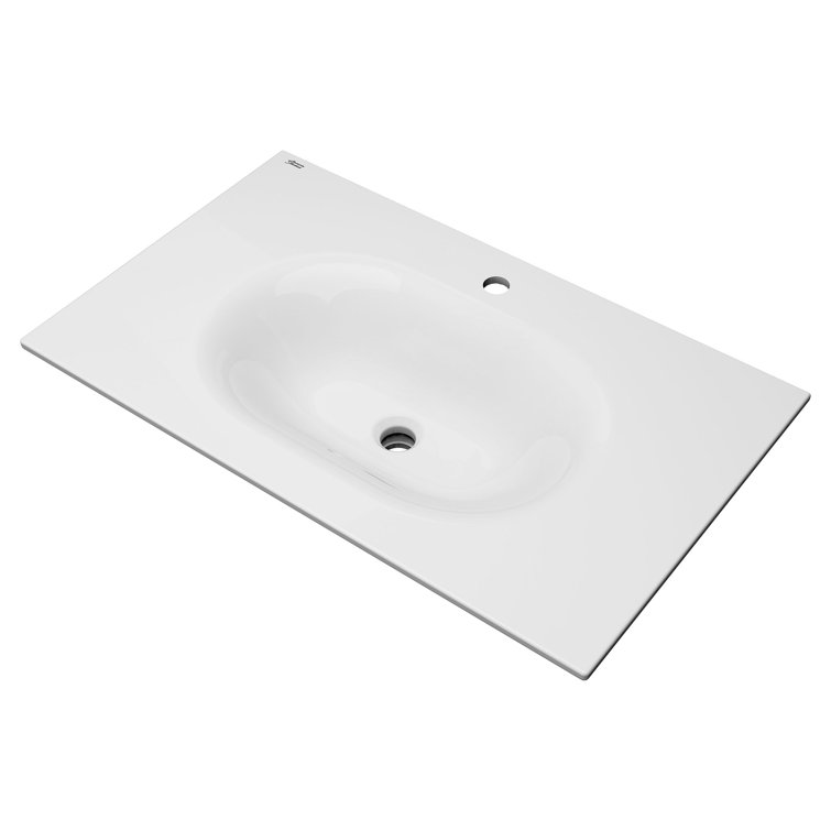 Studio S 33-Inch White Ceramic Rectangular Drop-In Bathroom Sink