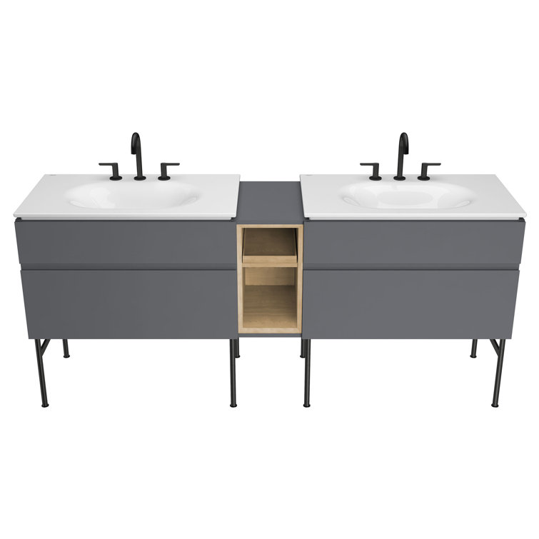 Matte Black Brass Widespread Bathroom Faucet with Lever Handles
