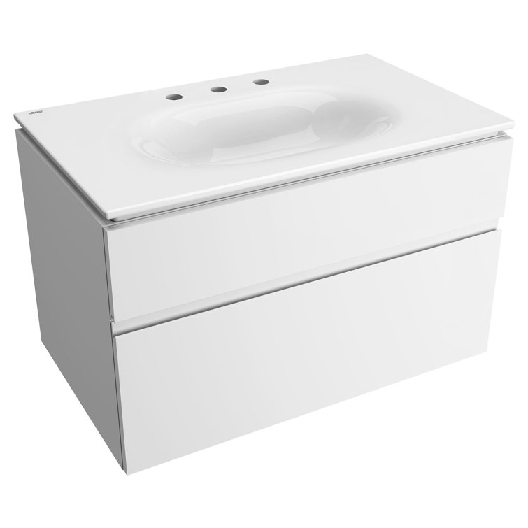 Studio S 33" White Wall-Mounted Single Bathroom Vanity