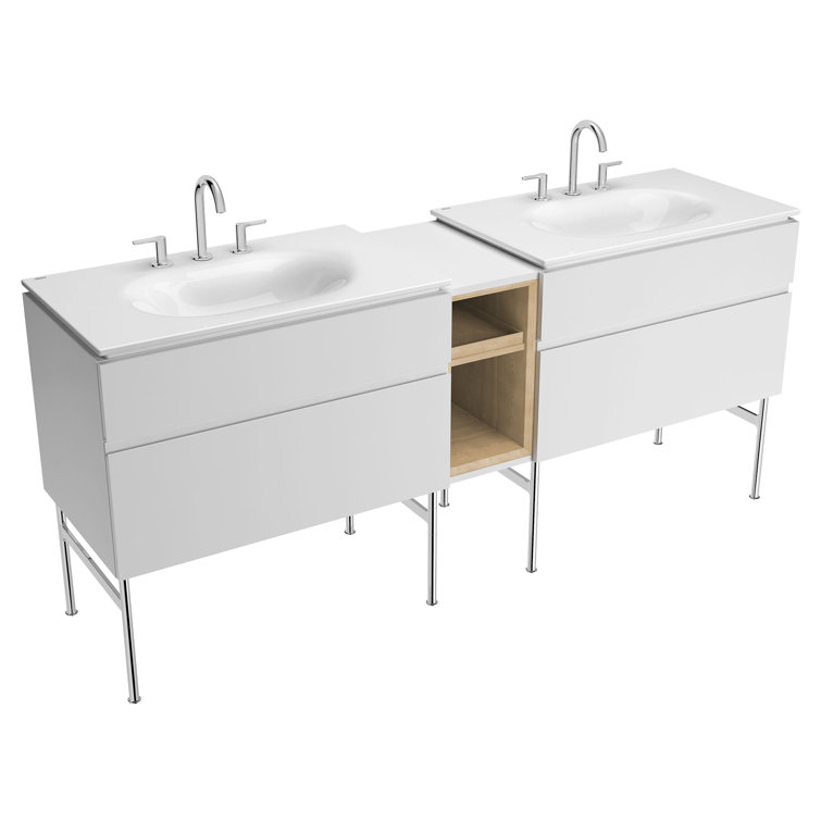 Polished Chrome Modern Widespread Bathroom Faucet with Lever Handles