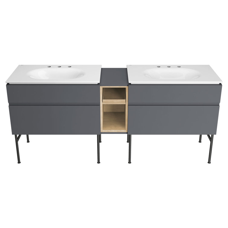 Dark Gray Wall-Mount Modular Bathroom Vanity Middle