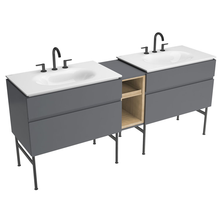 Matte Black Brass Widespread Bathroom Faucet with Lever Handles
