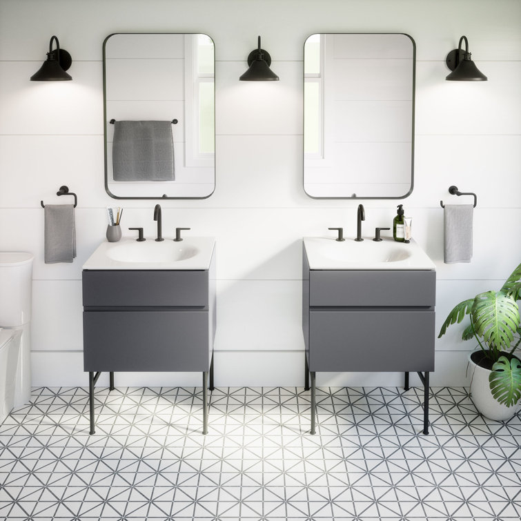 Matte Black Brass Widespread Bathroom Faucet with Lever Handles