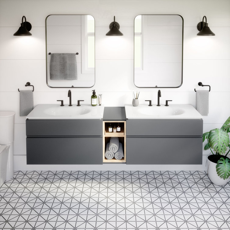 Studio S 33'' White Ceramic Wall-Mount Vanity Sink
