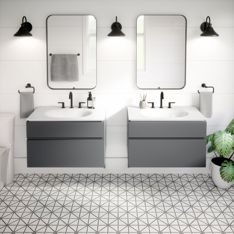 Matte Black Brass Widespread Bathroom Faucet with Lever Handles