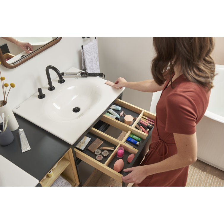 Studio S 24-Inch White Ceramic Rectangular Bathroom Sink with Overflow