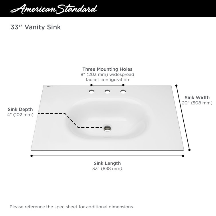 Studio S 33'' White Ceramic Wall-Mount Vanity Sink