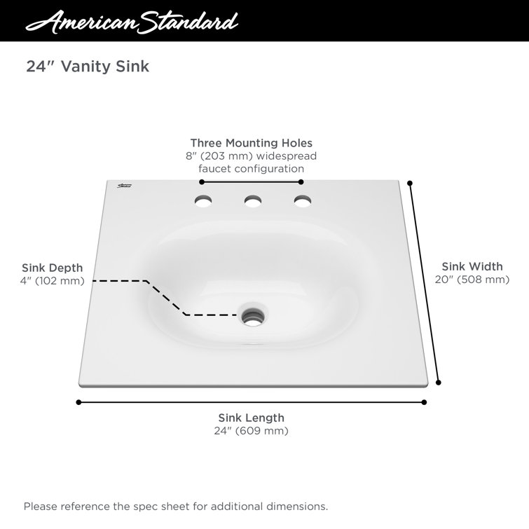 Studio S 24-Inch White Ceramic Rectangular Bathroom Sink with Overflow
