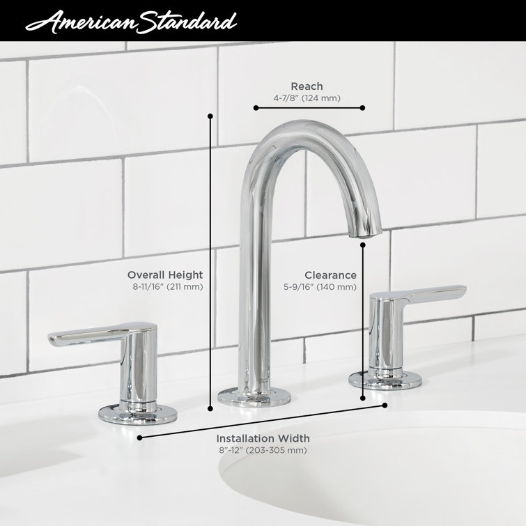 Polished Chrome Modern Widespread Bathroom Faucet with Lever Handles