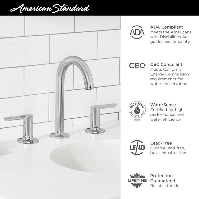 Polished Chrome Modern Widespread Bathroom Faucet with Lever Handles