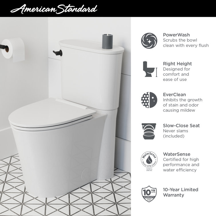 White Elongated Two-Piece High Efficiency Toilet with Seat