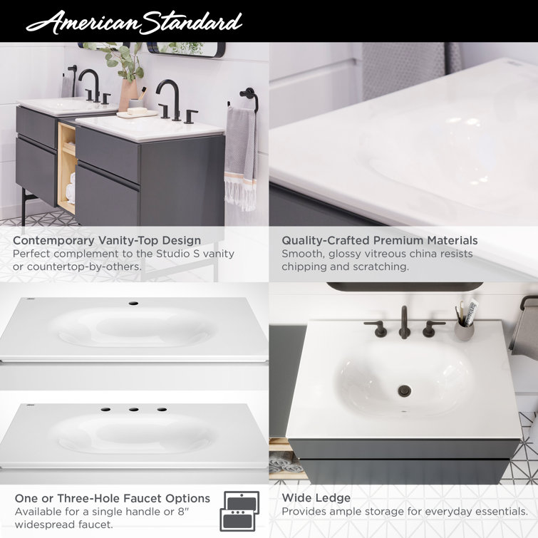 Studio S 24'' White Ceramic Rectangular Bathroom Sink