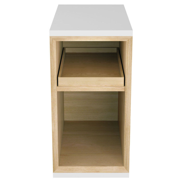 White Wall-Mount Bathroom Vanity with Storage Shelves
