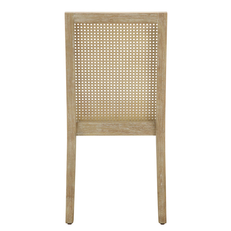 Brown Upholstered Wood and Cane Side Chair
