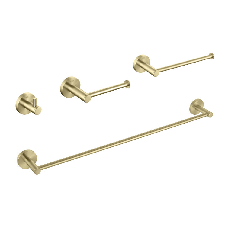 Brushed Gold Circular 4-Piece Metal Bathroom Hardware Set