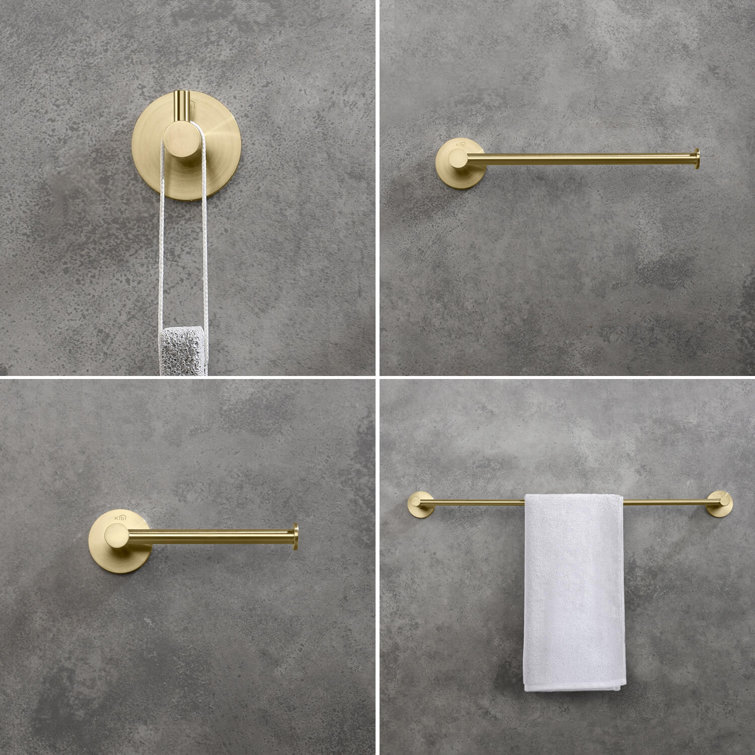 Brushed Gold Circular 4-Piece Metal Bathroom Hardware Set